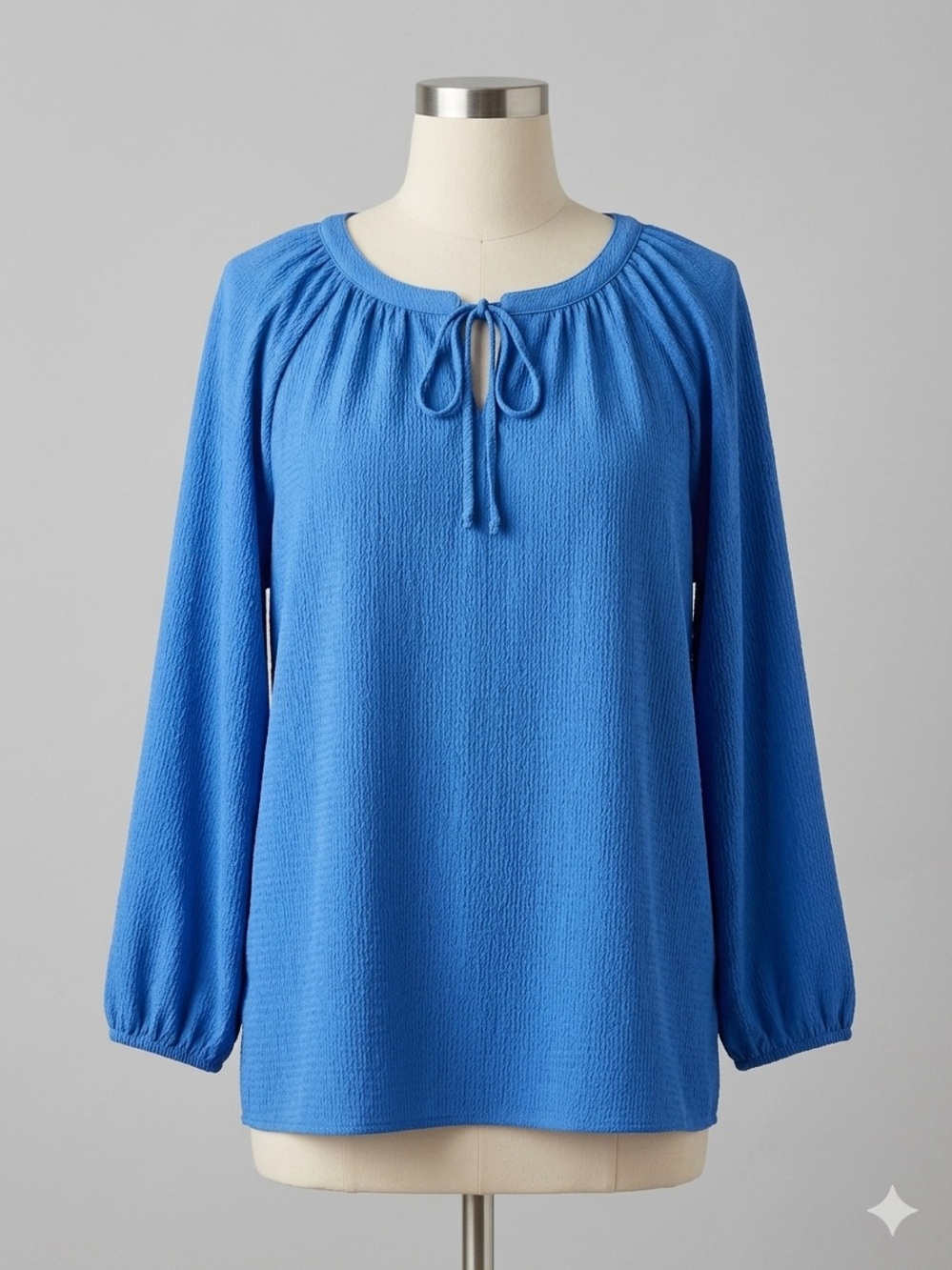 NWT Croft & Barrow Cornflower Blue Ruffle Neck Peasant Blouse Top- XL